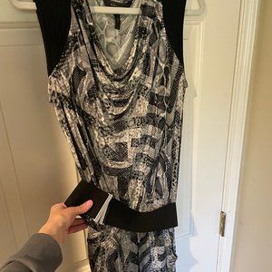 BCBG Snakeskin patterned with belt and pockets dress